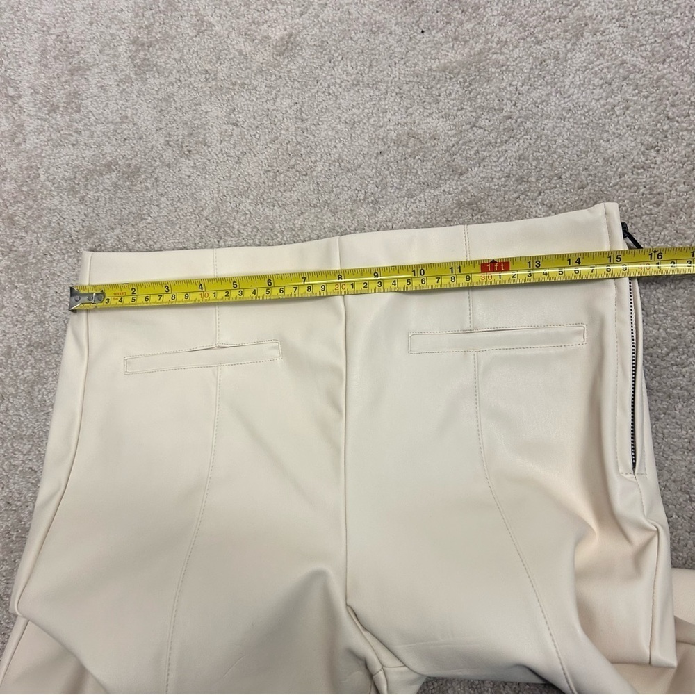 Zara ecru cream faux leather pleather high rise leggings zippered ankle L NWT - Picture 5 of 15